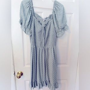 2X sage polka dot babydoll dress